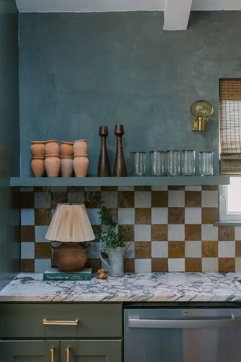 Artisan kitchen with handmade tile and marble